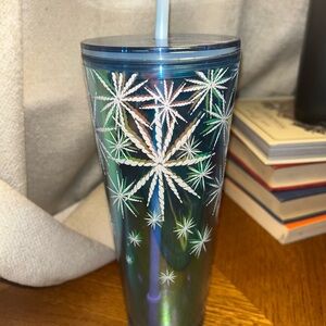 Blue Tumbler with Starburst Design